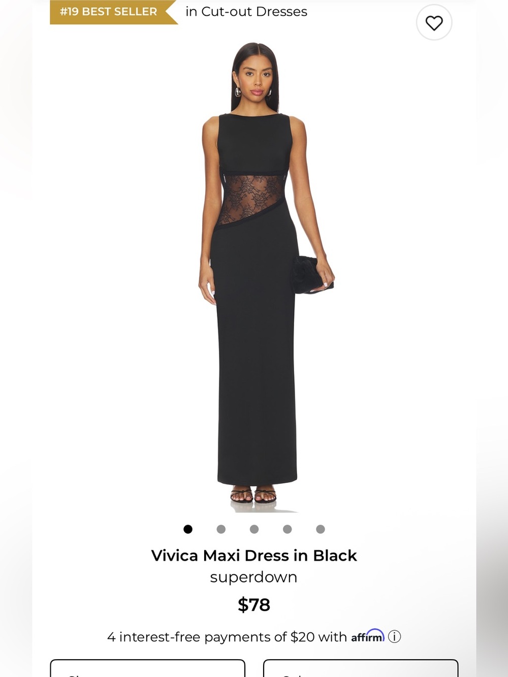 NWT Superdown Vivica Maxi Dress Black Sz medium